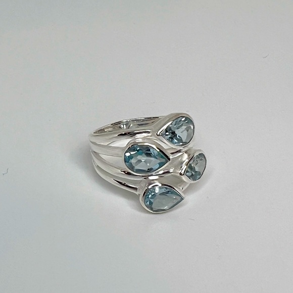 Genuine Blue Topaz .925 Sterling Silver Ring - Picture 6 of 16